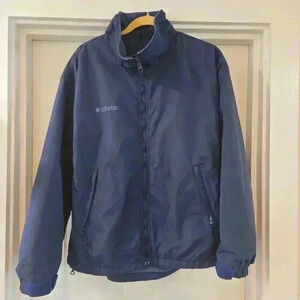 Columbia Womens Inner Fleece Nylon Parka Windbreaker Jacket Blue Size Large